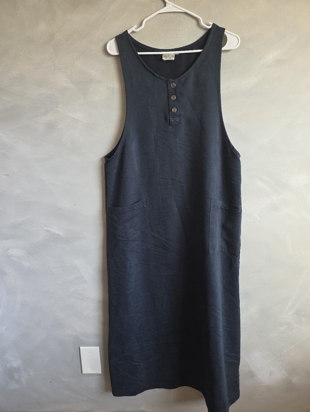 Vintage Match Made In USA Navy Blue Pinafore Jumper Dress Large